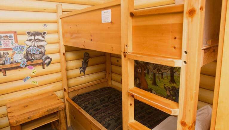 The bunk beds in the accessible KidCabin Suite 